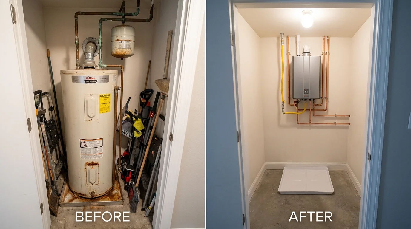 Tank water heater versus wall-mounted tankless unit comparison for Huron, OH homeowners